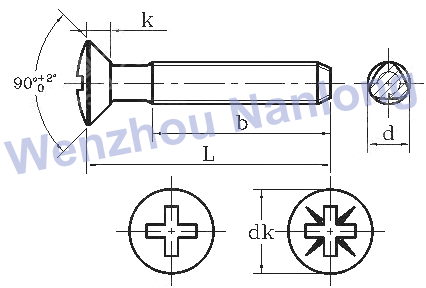 DIN 7500NE - Cross recessed raised countersunk head thread rolling screws